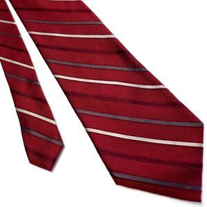 Calvin Klein‎ Red Silk Tie Woven Striped